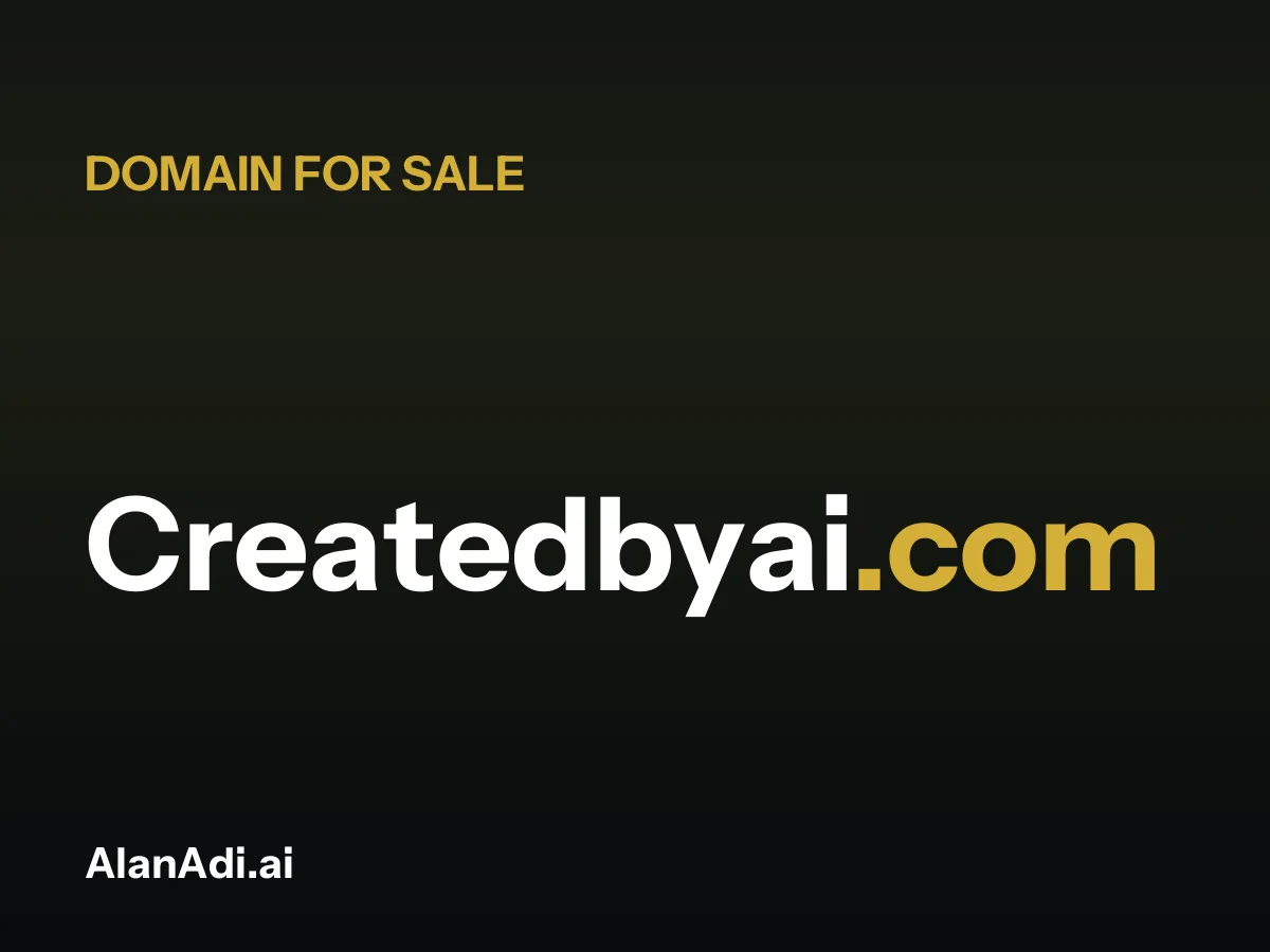 Createdbyai.com for sale, created by ai domain name