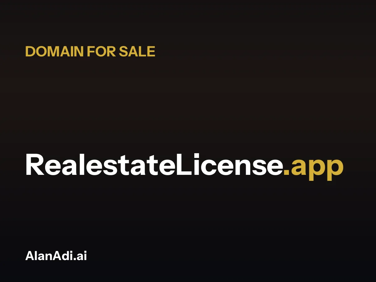 RealestateLicense.app for sale, realestate license domain name