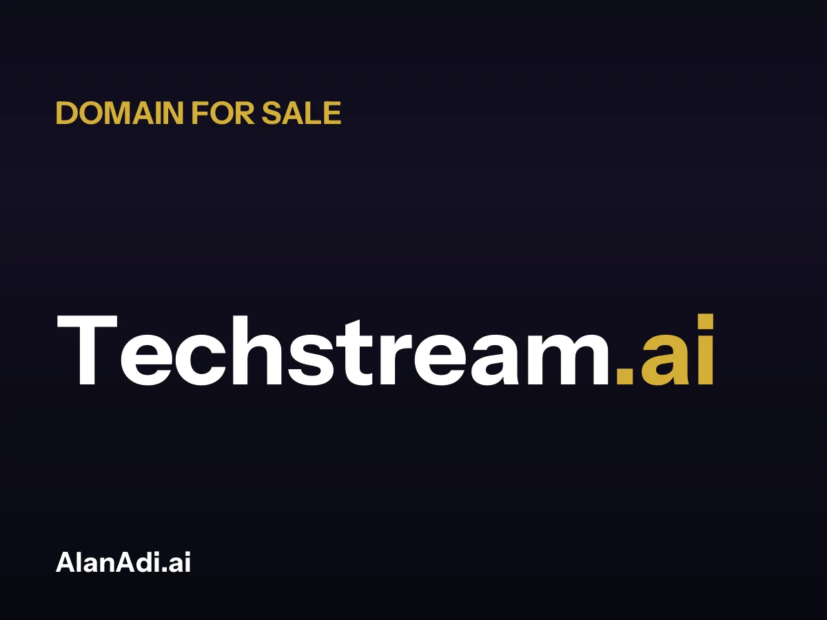 Techstream.ai for sale, tech stream domain name